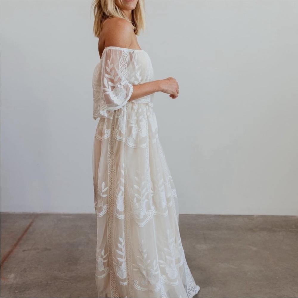 Baltic Born Strapless Lace Maxi Dress in Cream
